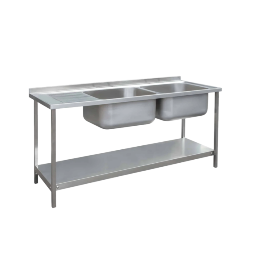 Commercial Kitchen Double Sink - Commercieel restaurant aanrecht dubbele spoelbak roestvrij