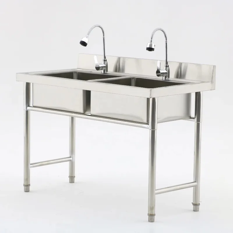 Commercial Kitchen Double Sink - Commerciële keukenapparatuur restaurant commerciële spoelbak dubbele