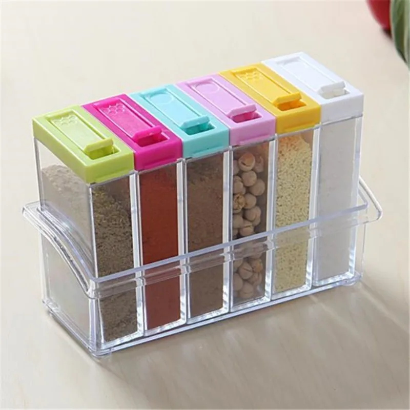 Commercial Kitchen Utensil Organizer - Transparante Kruiden Zes Raster Kruidendoos Zesdelige