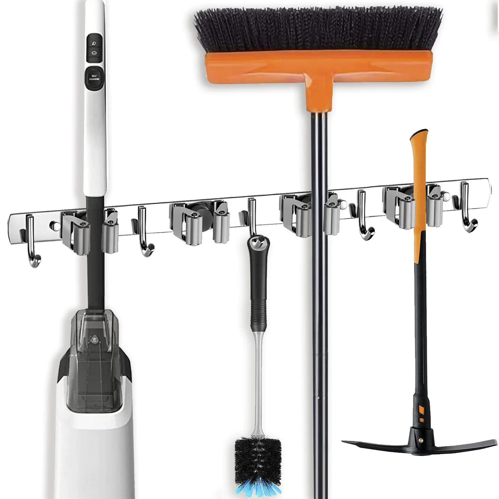 Commercial Kitchen Utensil Holder - Roestvrijstalen muurbevestiging Mop Hanger Organizer Houder