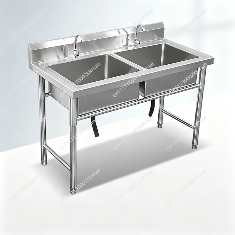 Commercial Kitchen Double Sink - Commerciële 304 roestvrijstalen spoelbak enkelvoudig dubbel