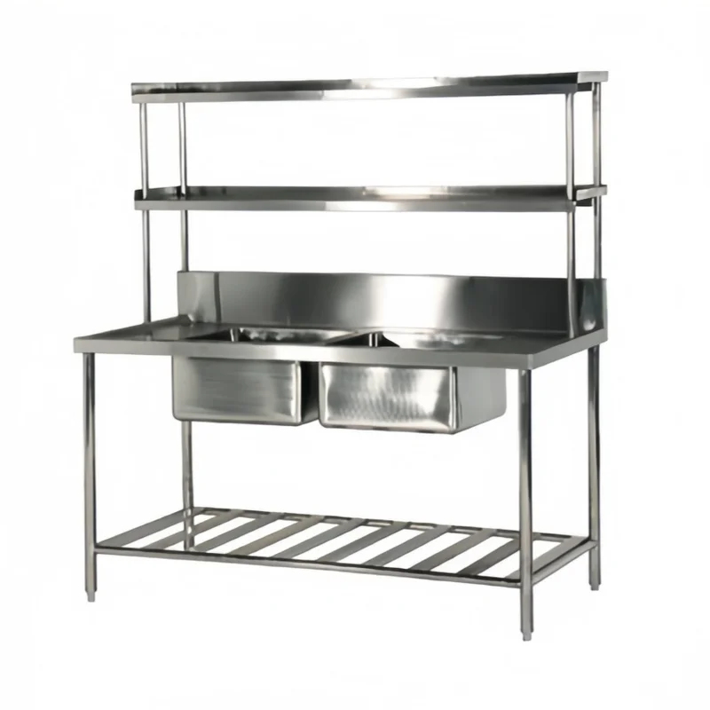 Commercial Kitchen Double Sink - Dubbele spoelbak commerciële roestvrijstalen coating hotel