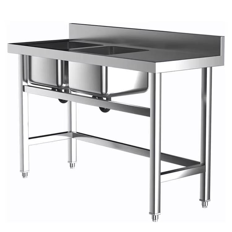 Commercial Kitchen Double Sink - Commerciële hotelkeukenapparatuur dubbele spoelbak van roestvrij