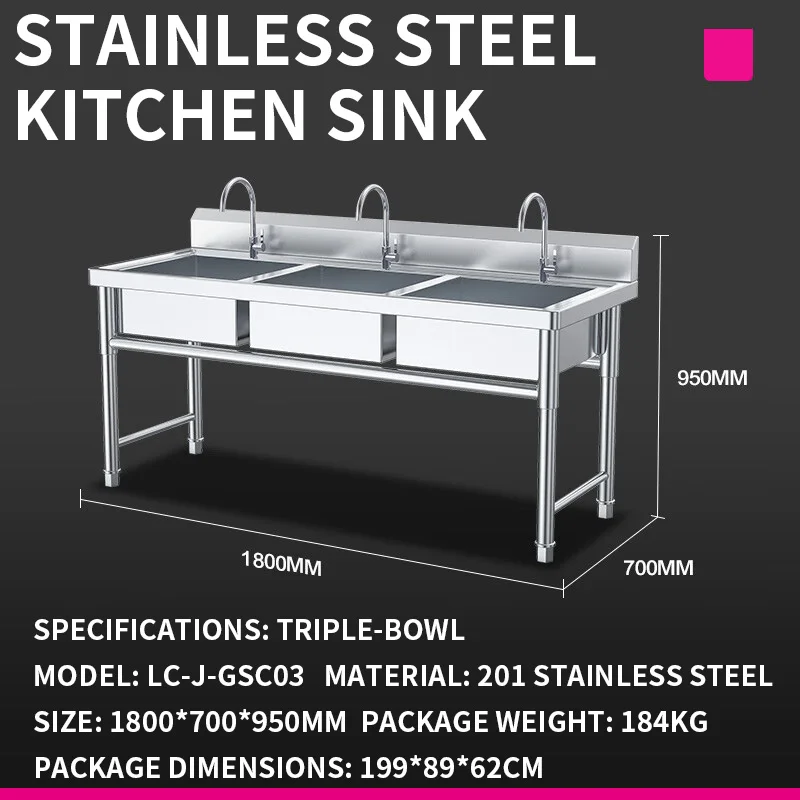 Commercial Kitchen Double Sink - Keukenkraan—Commerciële cafetaria- en restaurantkraan met dubbele