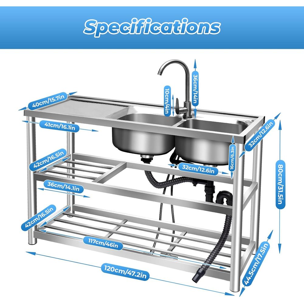 2 commerciële keuken spoelbakk - Commercial Kitchen Double Sink recensie en prijs