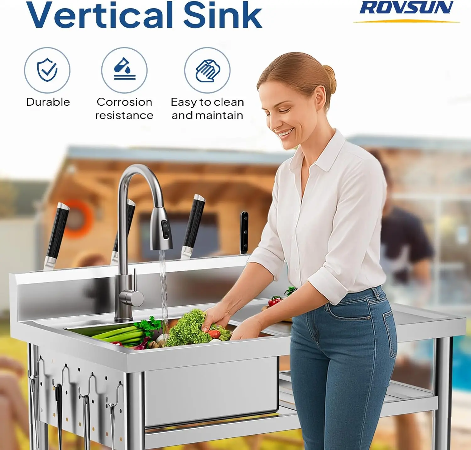 RVS-afwasbak, vrijstaande afwa - Commercial Kitchen Double Sink recensie en prijs