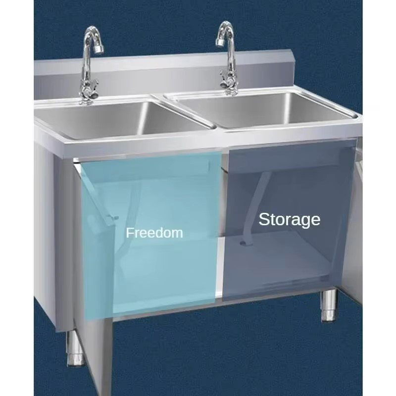 Commerciële metalen spoelbakke - Commercial Kitchen Double Sink recensie en prijs